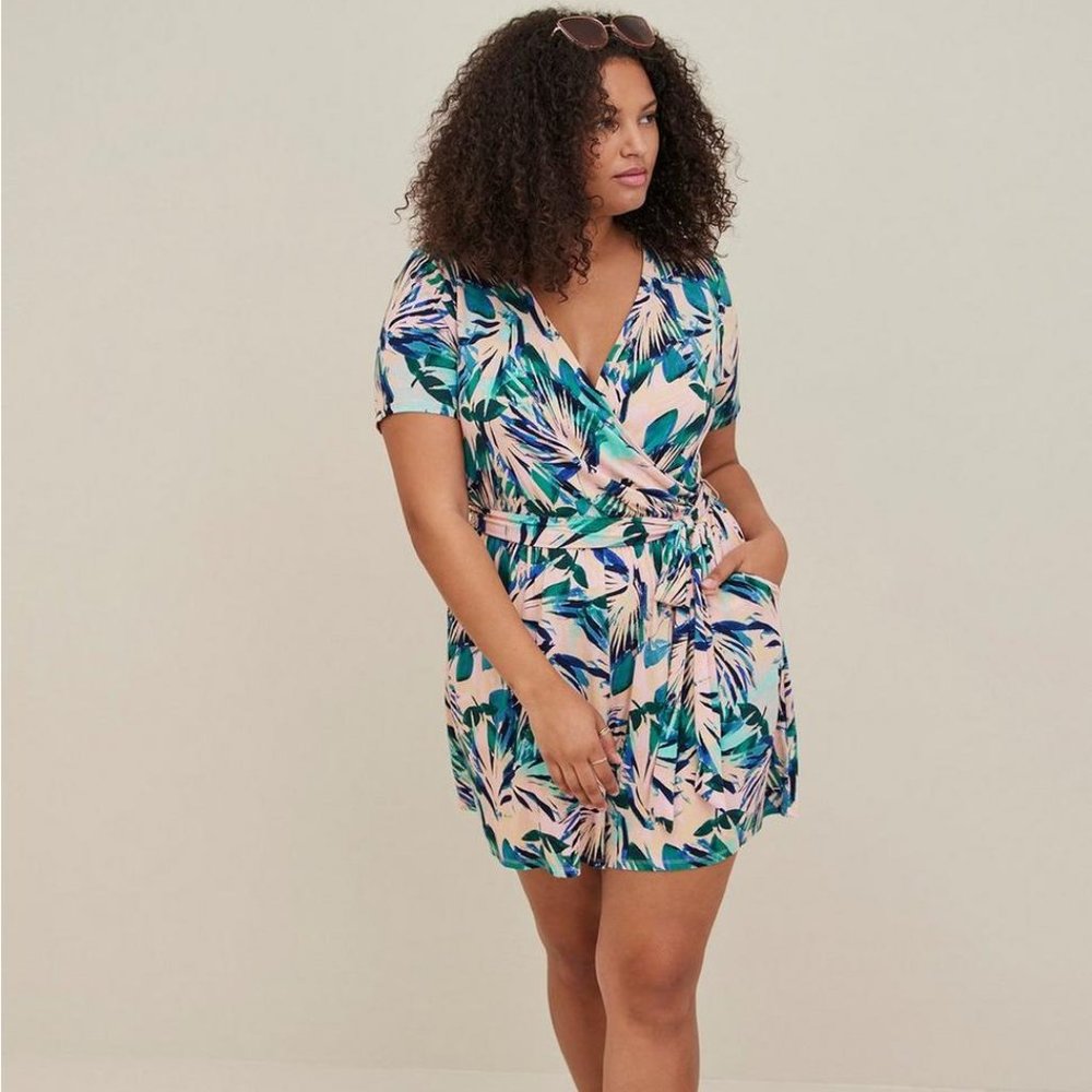 Tropical Print Super Soft Surplice Romper